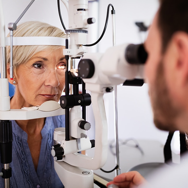 Woman having an eye exam.
